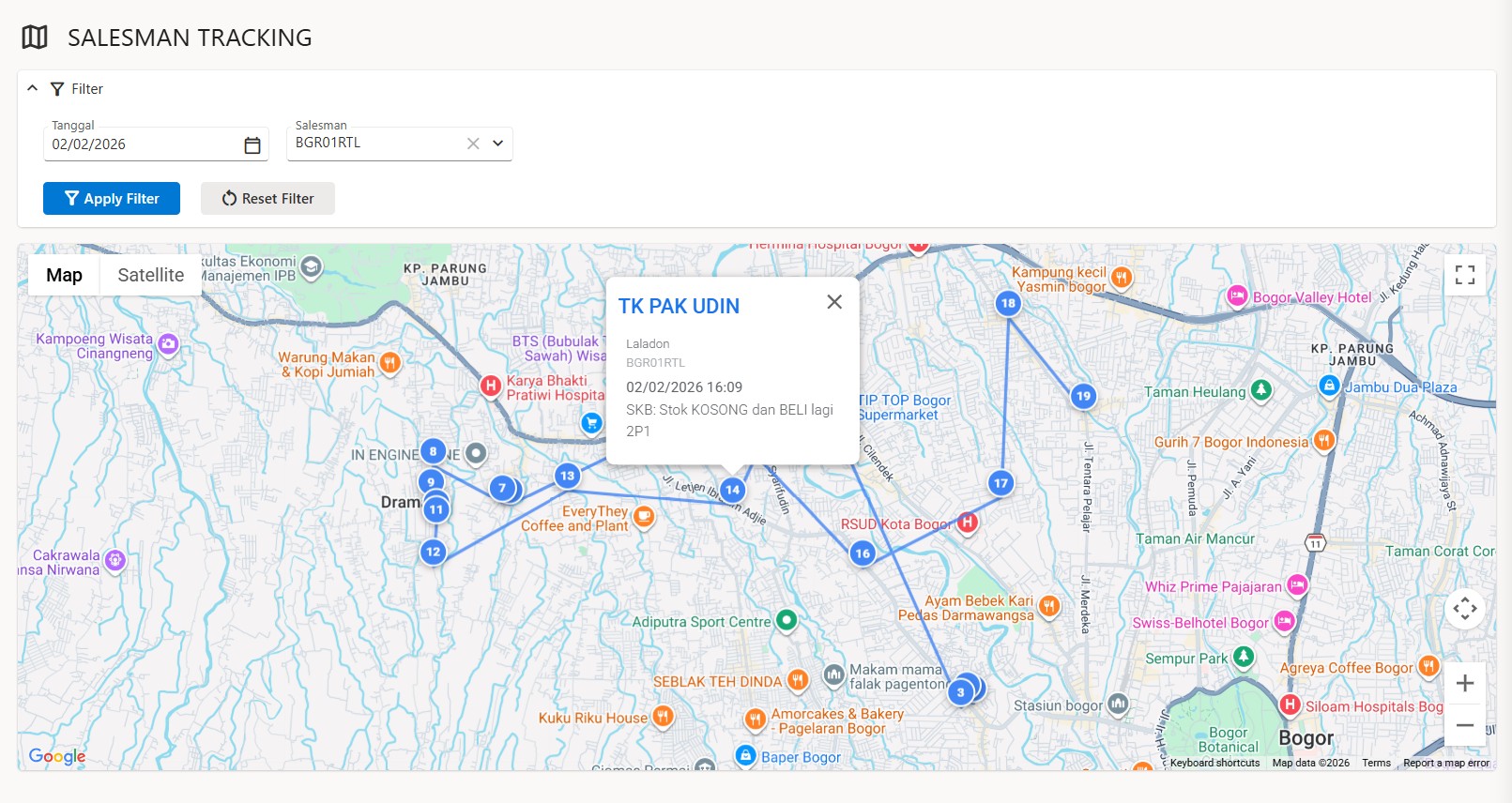 Salesman Tracking cocco.id - Pantau aktivitas salesman